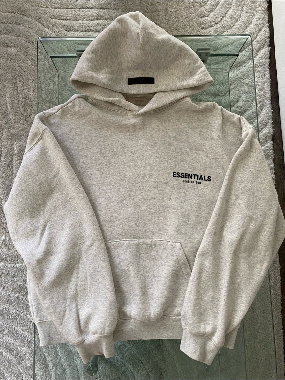 Fear of God ESSENTIALS Light Oatmeal Hoodie - Size M - Reg. $163